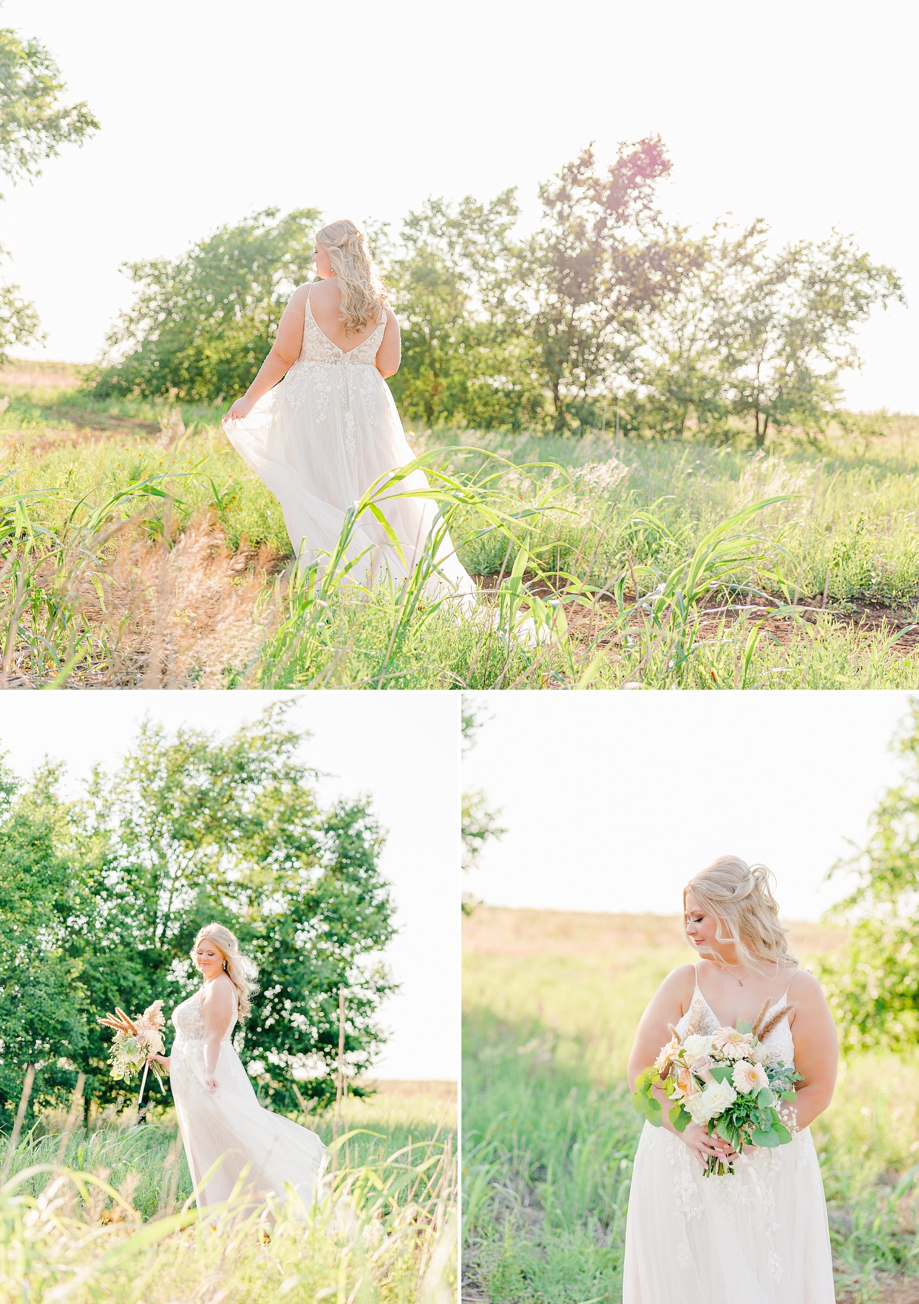 beautiful bride in a west texas field